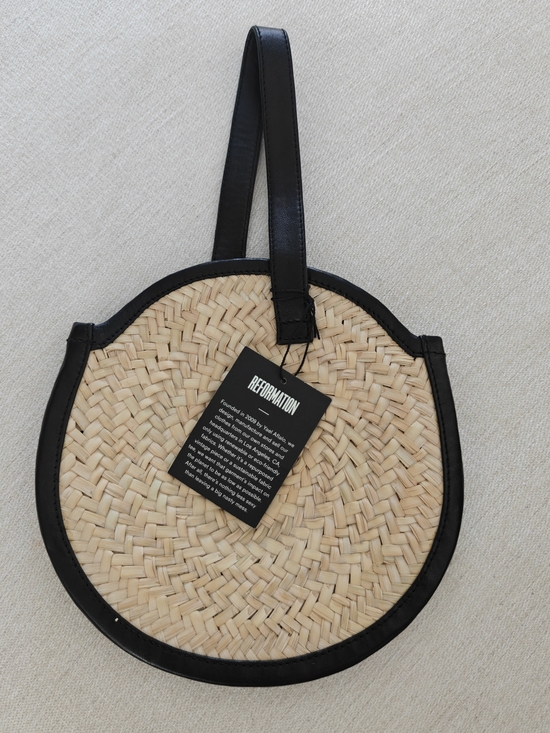 Reformation Handbags - Reformation Parme Marin Tadlak Small Straw Bag with Black Trim NWT